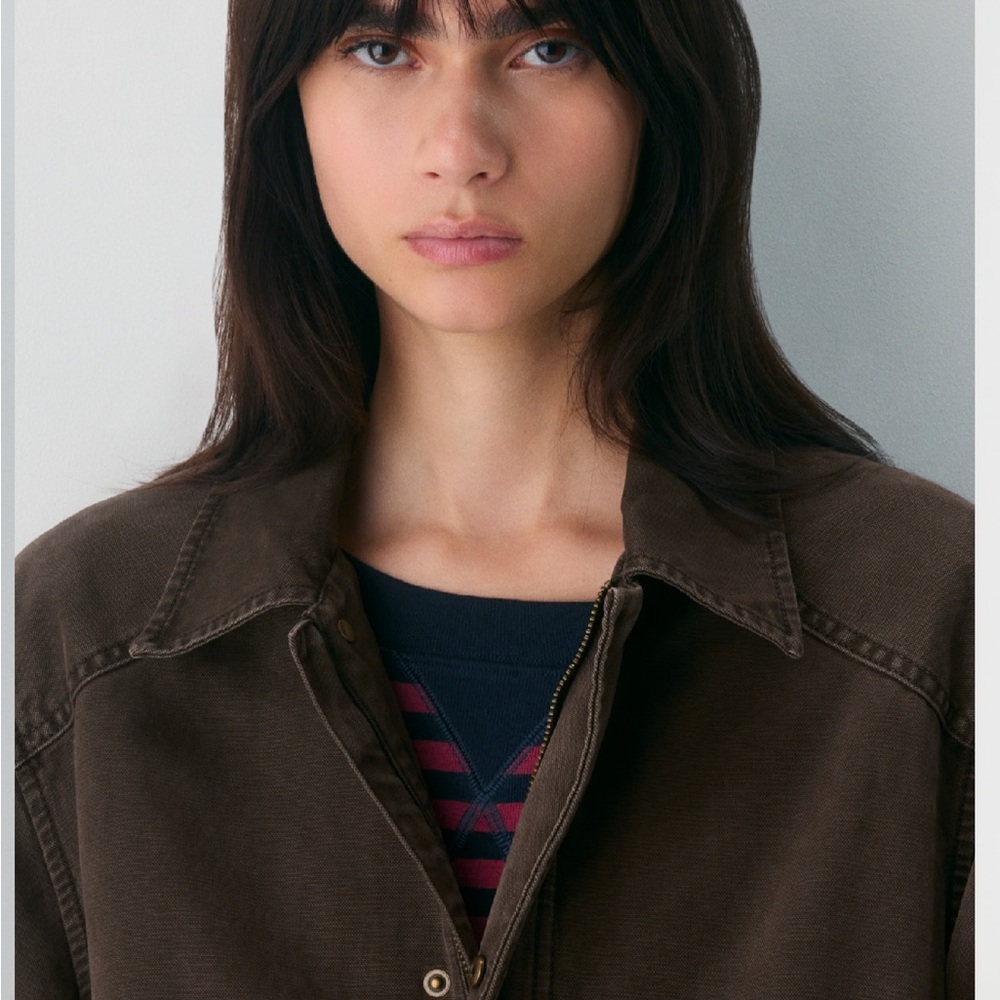 Women's Brown Utility Jacket - Casual Coat - Picture 10 of 14